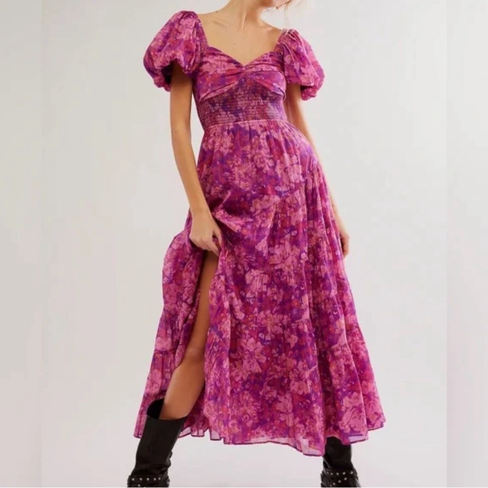 Free People Floral Cotton Tiered Maxi dress